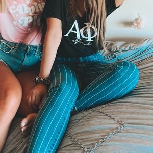 Striped skinny jeans